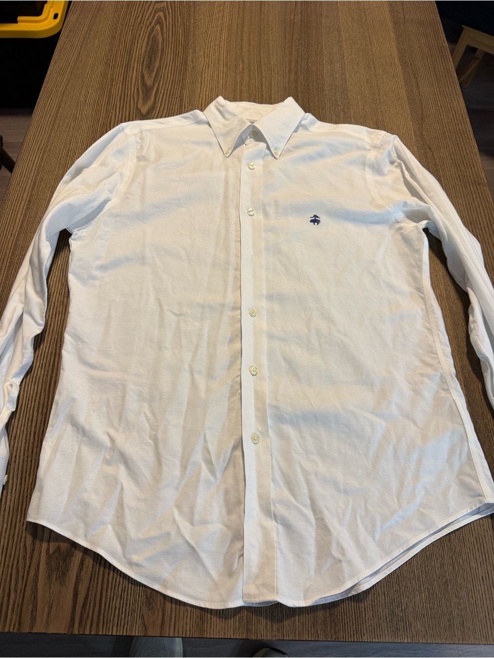 Brooks Brothers White Button-Down Oxford Shirt with Navy Embroidered Logo